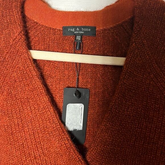 Rag & Bone NWT Liana Rust Merino Wool Blend  Cardigan in Rust Size XXS - Picture 3 of 7